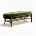 Velvet Upholstered Bench with Wooden Shelf – 180 x 60 x 45cm