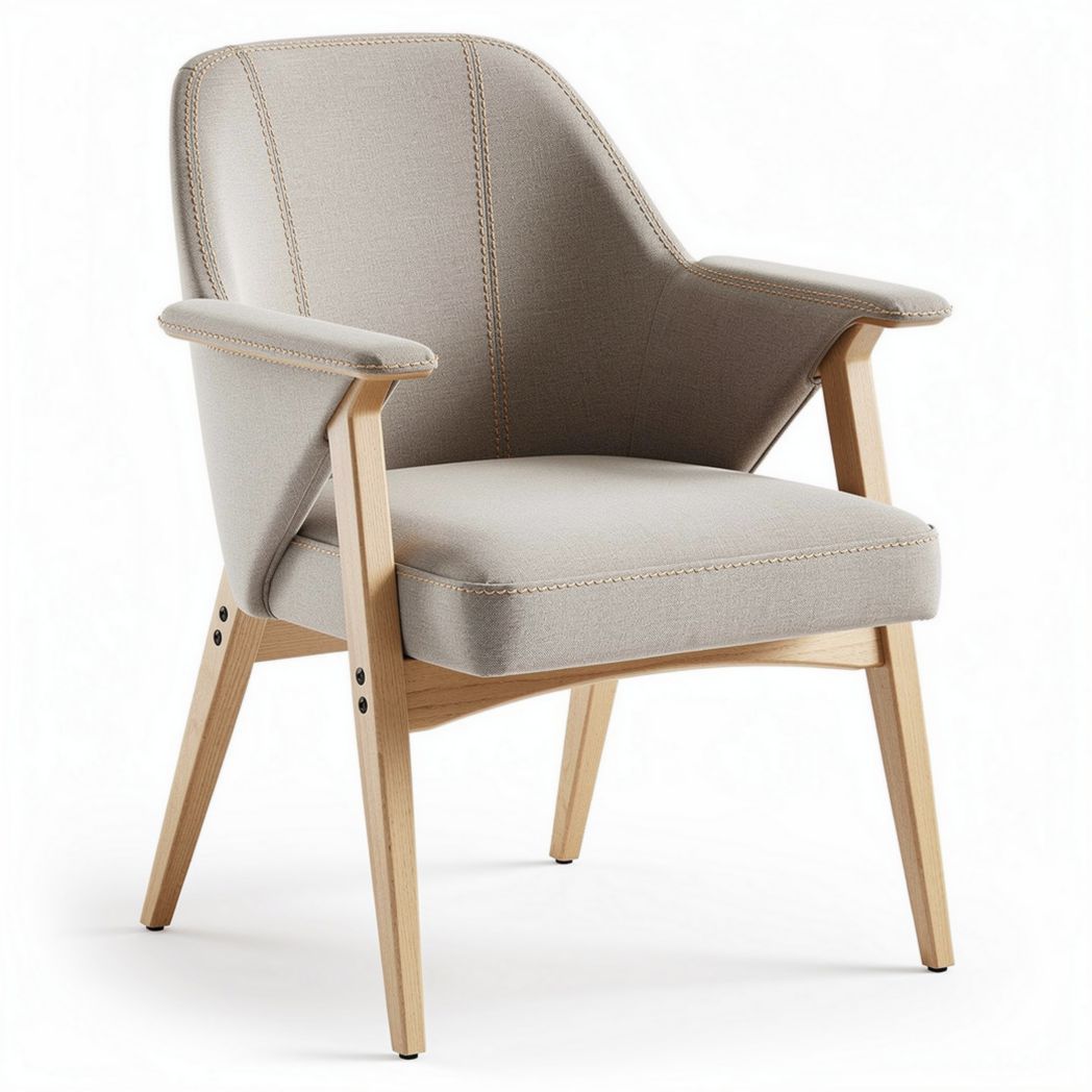 Upholstered Accent Chair for Living Room Use, Made of Fabric and Wood, 60 x 70 x 80cm