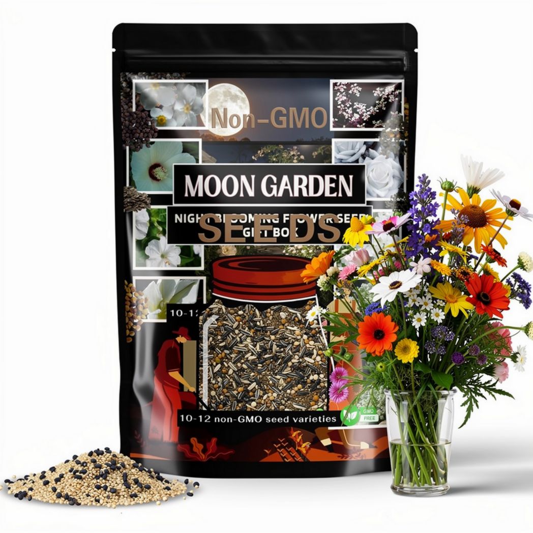 Moon Garden Flower Seed Variety Gift Set for Gardener Stocking Stuffer for Mom Writer Friend Bookish Reader Moody Gothic Gift for Sleep Kit
