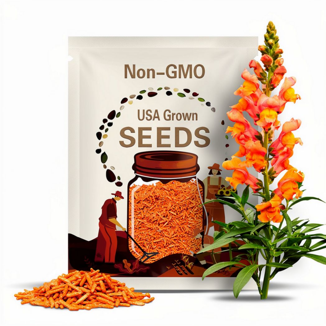 Orange Snapdragon Flower Seeds - Grow Beautiful Flowers Indoors, Outdoors, In Pots, Grow Beds, Soil, Hydroponics & Aquaponics