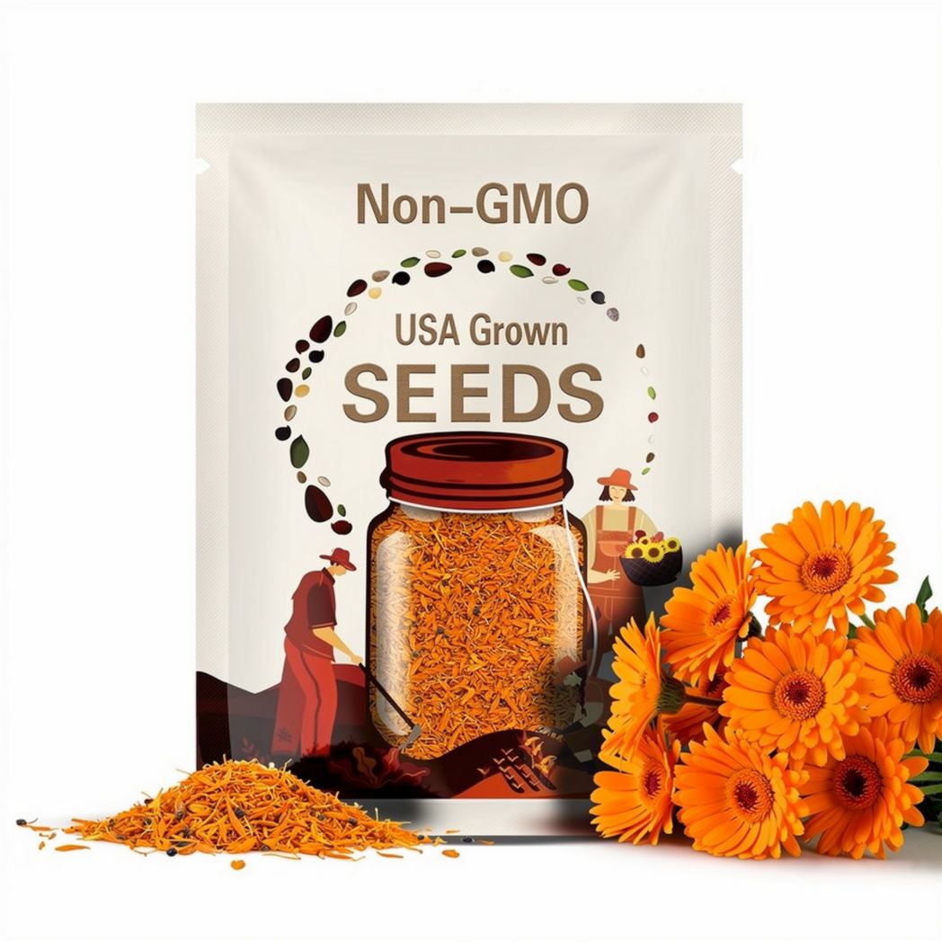 Orange Calendula Flower Herb Seeds - Heirloom, Non GMO - Indoors, Outdoors, In Pots, Grow Beds, Soil, Hydroponics & Aquaponics