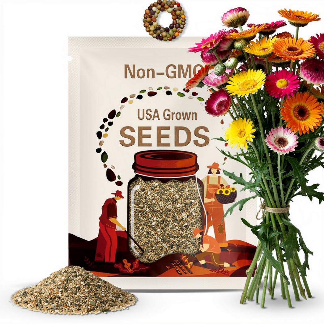 Strawflower Mix | 200 Seeds | Super Easy to Grow | Non-GMO | Helichrysum bracteatum