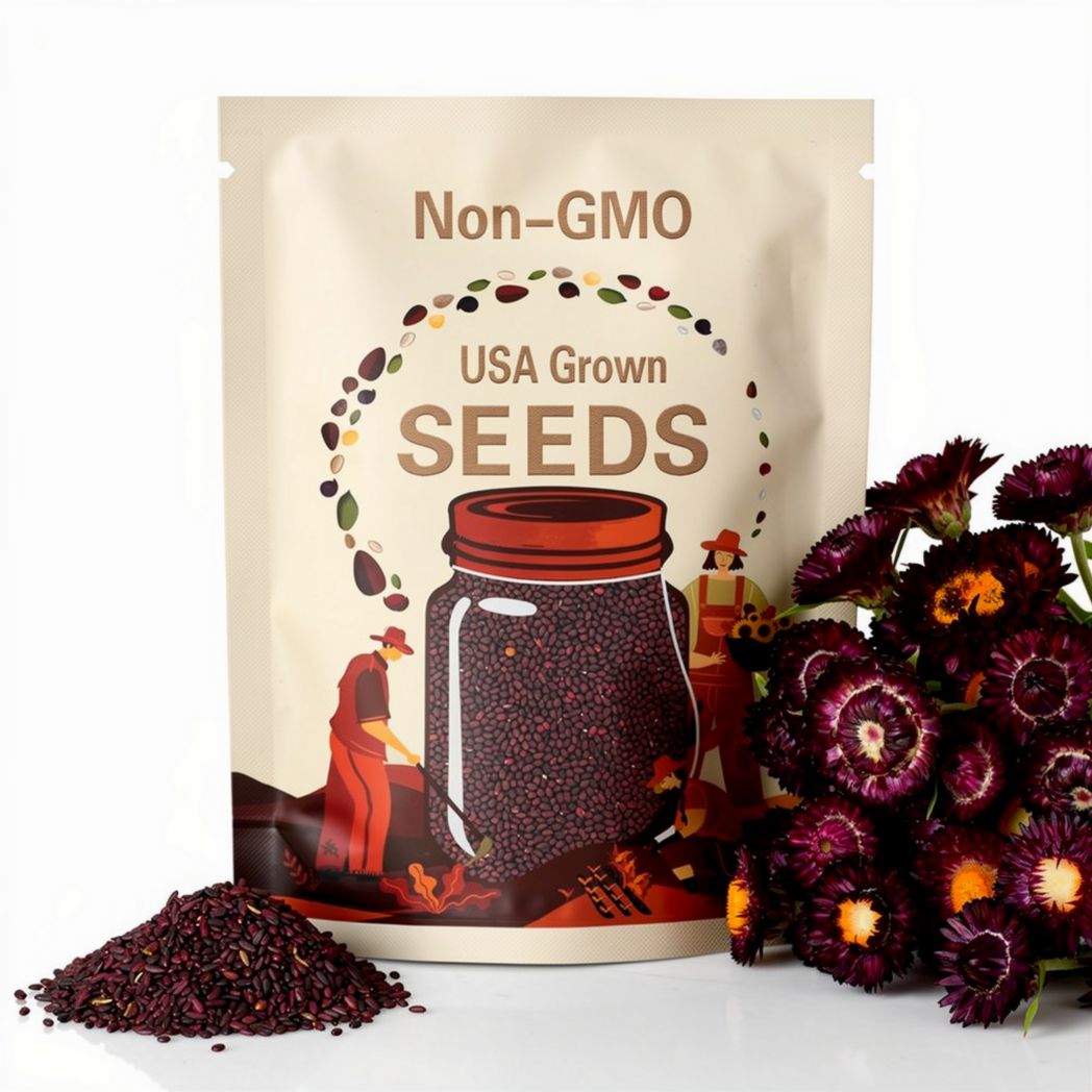 Dark Red Strawflower Seeds: Heirloom Everlasting Flower Seeds