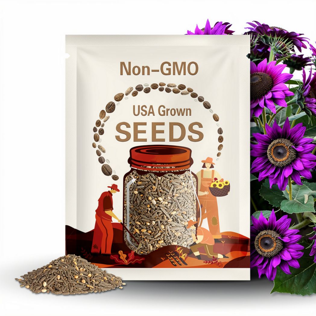 50 Heirloom Purple Sunflower Seeds - Violet Majesty Variety
